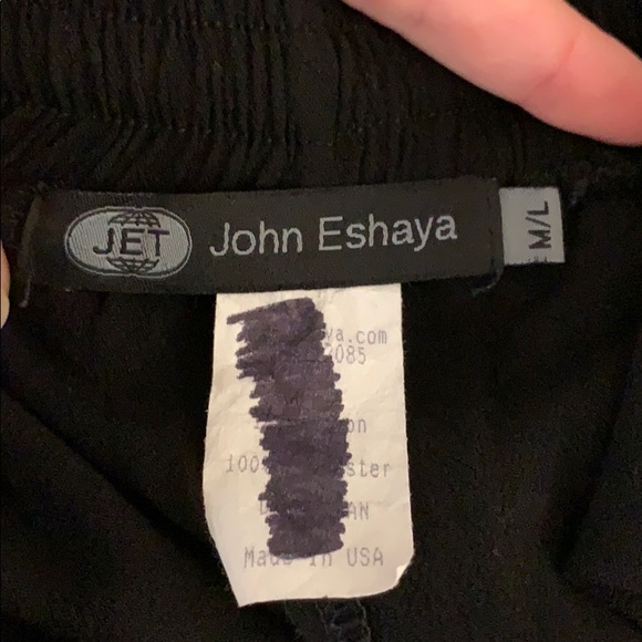 Black fabric shorts with lace detail on bottom - Picture 3 of 3